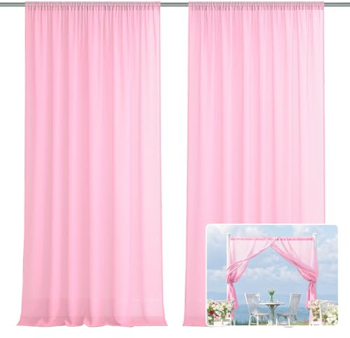 EMART Hintergrund Vorhänge, 3x3m Tüll Chiffon Stoff Drape für Parteien Hochzeit Bühne Dekoration, Weiche Glatte Tuch für Geburtstagsdeko, Geburtstag Foto Fotoshooting - Rosa