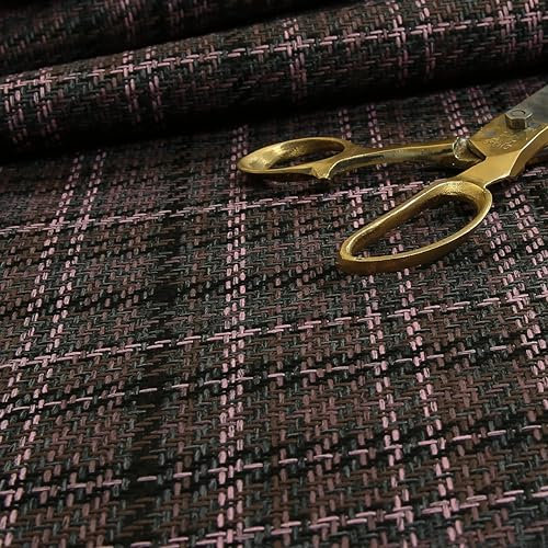Redbrick Mill Fabrics Tissu à carreaux géométriques en tartan de qualité durable, tissé texturé rose, parfait pour les rideaux, les meubles, les tissus d'ameublement d'intérieur (au mètre)