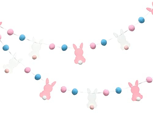 FONDUO Osterhasen Ostereier Girlande Filz Ostern Kaninchen Banner Dekoration Frühling Ostern Party Dekorationen Zubehör Home Office Schule Draußen Drinnen Hängedekoration (B)