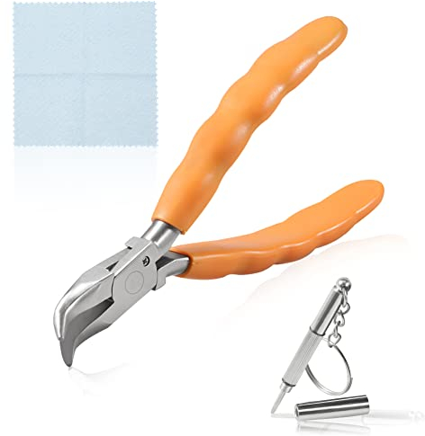 SPEEDWOX Pince à bec courbé de 15,2 cm en acier inoxydable pour réparation de montures de lunettes optiques, assemblage et réglage des outils à main avec tournevis et chiffon de lunettes