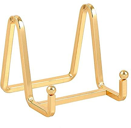 Chevalet Support Presentoir Porte Assiette - 3 Pouces Metal Support Assiette Decorative - Support Cadre Photo de Table - Présentoir de Fer pour Plaque | Livre Cuisine | Carte Postale | Art - Or