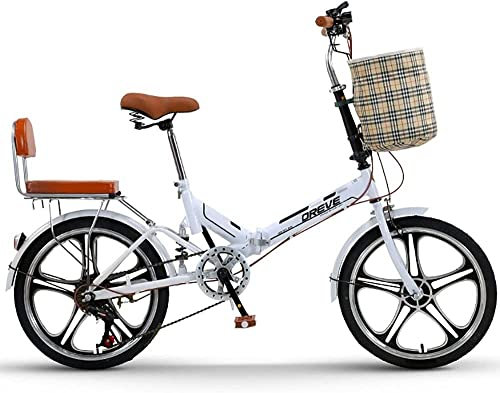 ZLYJ 20-Zoll-Faltrad Citybike, Ultraleichtes tragbares Faltrad, Retro-Stil Citybikes Faltbares Trekkingrad Leichtes Fahrrad für Ausflüge im Freien White