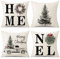 Sungeek 4er Set Weihnachten Kissenbezüge, Leinen Dekorative Zierkissenbezüge Weihnachtsmann Kissenbezug Deko Kissenhülle für Sofa Couch Schlafzimmer Wohnzimmer (50x50 cm, Weihnachtsbaum)