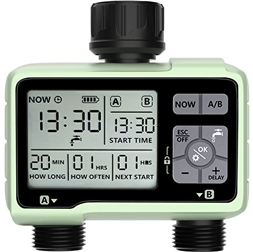 SOYUS - Temporizador de riego programable, temporizador de agua para exteriores, manguera de jardín con retardo de lluvia, sistema de riego manual/automático, sistema de temporizador de riego digital