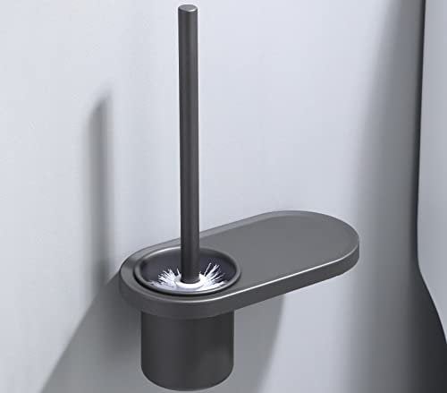 Gun Gray Space Aluminum Toilet Brush Set Toilet Brush Holder Bathroom Rack Punch Installation,B