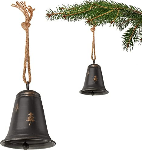 alles-meine.de GmbH 2 Stück große - Metall Glocken/Klingeln - 14 cm - wetterfest - Winter & Weihnachten - zum Aufhängen & Hintellen - Deko - Glöckchen Klocken Jingle Bells Gl..