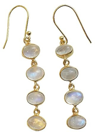 Mondstein Vergoldet 925 Silber Ohrringe - Natürlicher Edelstein - Geburtstagsgeschenk - Weihnachtsgeschenk - Handgefertigte Geschenkideen für Frauen