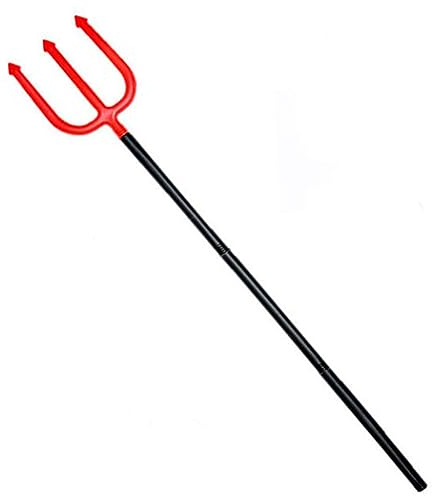 XNHIU Tenedor de diablo de Halloween con Tridente negro rojo de 100 cm para arma aterradora, accesorio de disfraz de fiesta de Halloween