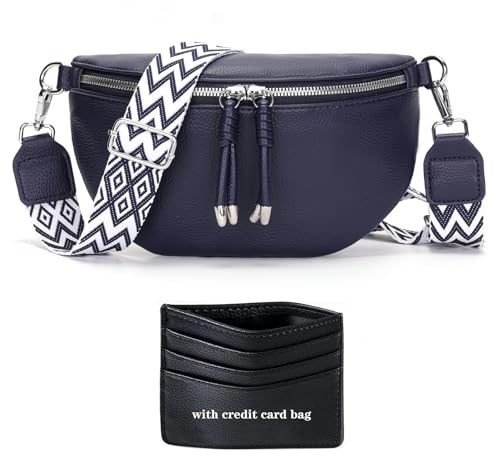 YISUOHOOM Sac Banane Femme Bleu Sac bandoulière Femme Petit Sac a Main Femme bandoulieres Pochette Telephone Portable avec Fente pour Carte de crédit et bandoulière de 3.8cm de Large
