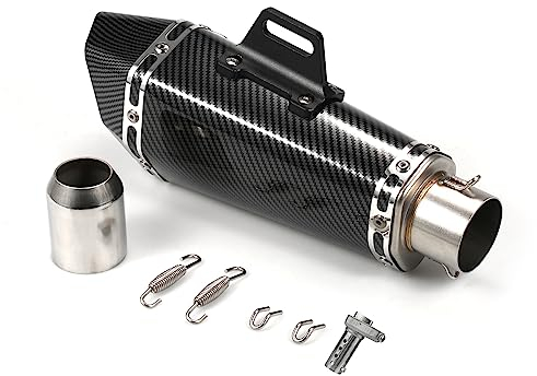 Shkalacar Silenziatore di Scarico per Moto, 1,5-2 '' Tubi di Scarico universali Silenziatore Tubo di Coda Resistente alle Alte Temperature per Moto Yamaha ATV ZX6R 10R Z900 Z800 R3 R25 R6
