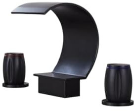 Rubinetto Bidet Bagno Rubinetto A Tre Fori Nero Caldo E Freddo Retrò Lavabo Rubinetto Per Lavabo Diviso Set In Tre Pezzi Con Uscita Acqua A Cascata Rialzo Nero