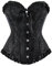 LSFYSZD Women's Lace Up Boned Overbust Corset Bustier Lingerie Bodyshaper Top Plus Size (Black, S)