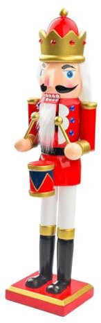 Folpus 25 cm große Weihnachts-Nussknacker-Figur aus Holz, Weihnachtsdekoration, Weihnachts-Holzfigur, Stil D