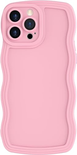 miyonsin Hülle für iPhone 11 Pro Max, Niedliche lockige Wellen Rahmenform Muster Silikon Handyhülle, Flexible TPU Silikonhülle für Frauen Mädchen, Stoßfeste Schutzhülle für iPhone 11 Pro Max, Rosa