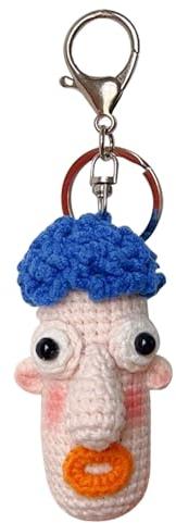 OrkLy Hässlicher Boyfriend-Schlüsselanhänger, 100 % handgefertigt, gehäkelt, Clown-Schlüsselanhänger, Geburtstag, Weihnachten, Halloween, Geschenke, Autoschlüssel, Rucksack, Schwarz, Einheitsgröße