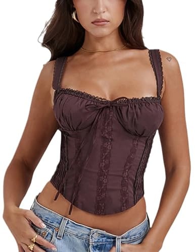 YADMISU Damen-Korsett zum Schnüren, schulterfrei, Reißverschluss, seitliche Bänder, sexy Ausgehen, Bodyshaper, Bustier-Top