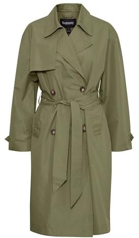 b.young BYCALEA TRENCHCOAT Damen Übergangsjacke Kurzjacke Jacke glattes Futter Umlegekragen 100% Polyester relaxed fit, Größe:42, Farbe:Aloe (170620)