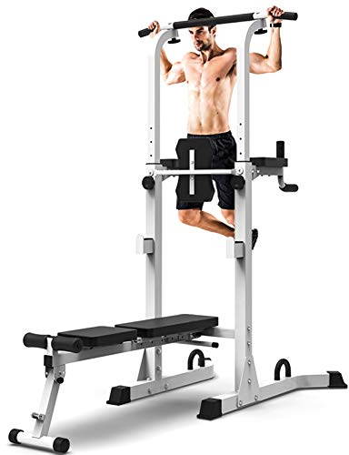 mit Bank, verstellbare Dip-Station für Squat-Rack, multifunktionale Klimmzugstange für Krafttrainingsgeräte zu Hause, max. 300 kg