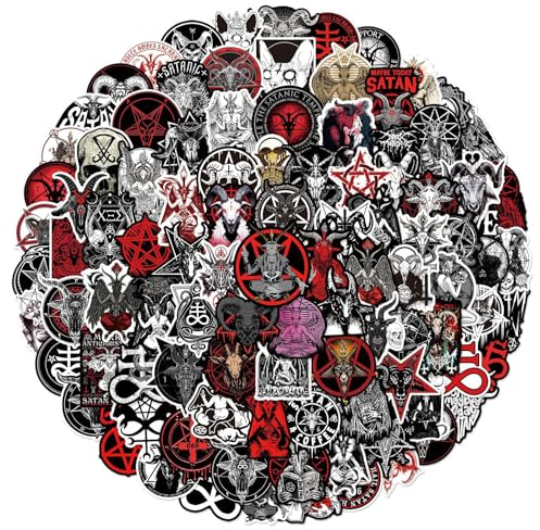 100 Stück Teufel Satan Aufkleber, Gothic Stern Sticker, Wasserdicht Vinyl Graffiti Aufkleber für Laptop Fahrrad Skateboard Snowboard Gitarre, Jugendliche Erwachsene