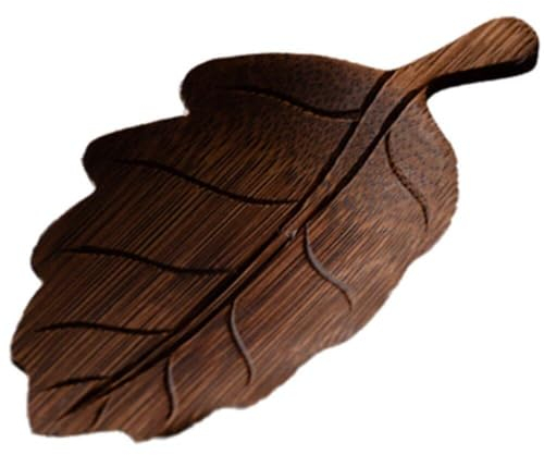 Tsffae Vassoio di bambù Sottobicchiere a Forma di Foglia in Legno Piatto Portata in Legno Vassoio a Forma di Foglia Naturale Vassoio tè Sottobicchiere per tè, caffè, Torte