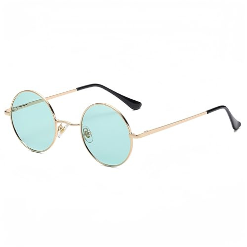 WDZAYXC Retro Classic Runde polarisierte Sonnenbrille mit Metallrahmen für Herren und Damen
