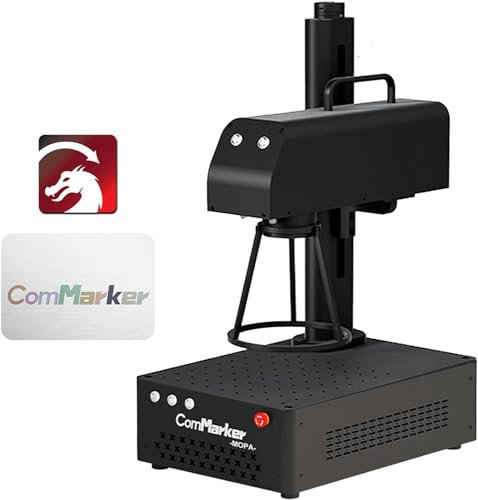 ComMarker Incisore Laser a Fibra, Macchina per Incisione Laser a Colori JPT Mopa B4, Supporto LightBurn,Palmare da Tavolo, Taglierina per Marcatura Laser per Metallo (60w, 0 rotary)