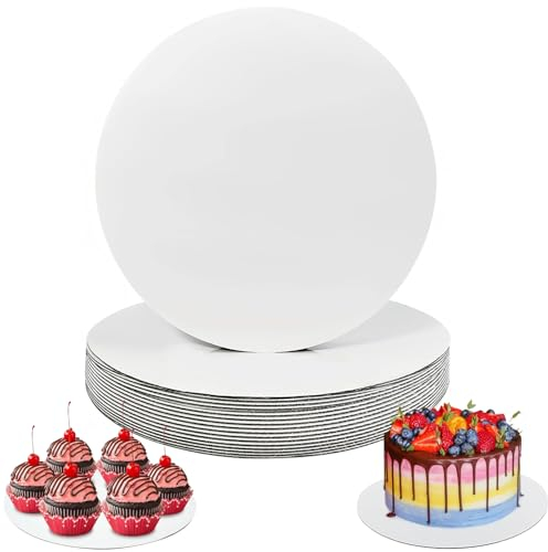 10Pcs Premium Cake Board Set,20cm/8 Pollici Cakeboard Sottotorta Tondo,Vassoio Torta Rotondoper Riutilizzabili,Sicuro Base per Torta in Cartone,Tavolette Rotonde per Torte di Matrimoni e Compleanno