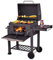 MUL-BOUTIQUE Barbecue a carbone multifunzionale,Griglia barbecue con termometro,Ripiani e ruote,Fornitura di Strumenti di installazione,Nero