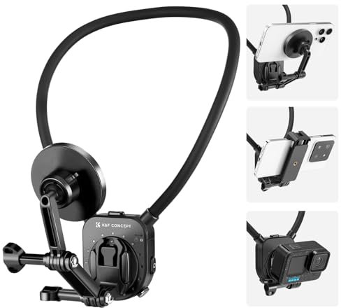 K&F Concept Supporto Magnetico da Collo per Action Camera e Telefono, Collana Supporto Magnetica Compatibile con DJI Aciton GoPro iPhone 15 Samsung Android, Neck Holder Magnetic per POV Video Vlog