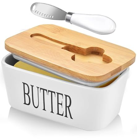 Mantequillera de Porcelana, Recipiente Mantequilla con Multifuncional Cuchillo Para Mantequilla, Butter Dish Adecuado Para uso en Cocinas DoméSticas, Restaurantes y Almacenamiento de Mantequilla