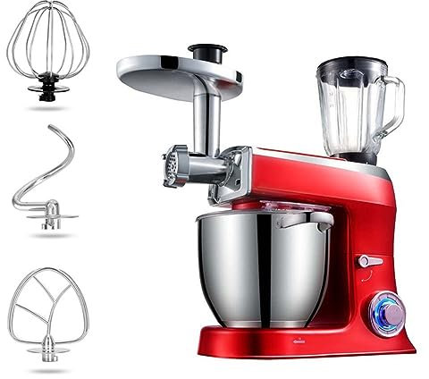 Batteur sur socle électrique 1500 W pour la cuisson, mixeur alimentaire à 6 vitesses avec bols en acier inoxydable de 7,5 L, machine à pâte avec batteur, fouet à crochet pétrisseur pour la cuisin