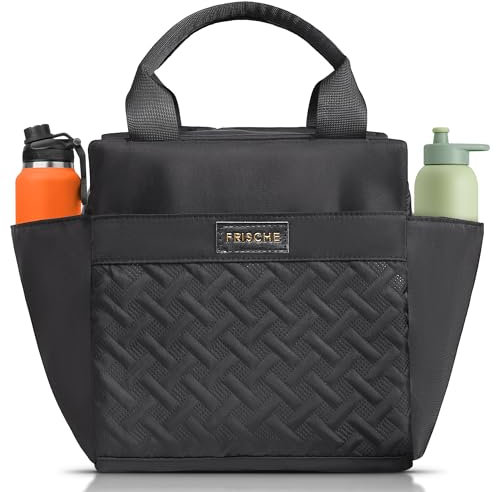 wymulot Große Lunchtasche Wiederverwendbar, 10L Isolierte Lunchbox mit 2 Seitentaschen für Tassen, Weiche Kühltasche Auslaufsichere Isolierung, Herren Damen Isolierte Lunchtasche für Arbeit, Picknick,