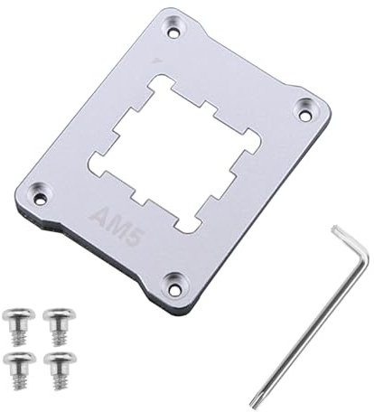 Soporte AM5 para CPU con marco de contacto antiflexión con 4 tornillos, 1 destornillador, 1 marco de fijación correctivo antiflexión de disipación de calor de 75 x 56 mm (plateado)
