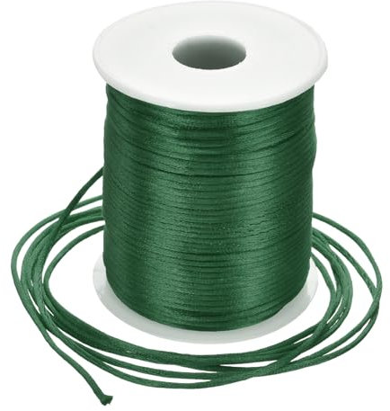 Rebower Nylon Satin Cord 2mm, 100m Nylon String for Bracelet Braided Thread [for Jewelry Making Necklace Chinese Knot Craft] - Dark Green