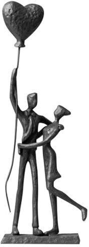 Ntmaichy Couple Art Iron Sculpture, Love Balloons Statue Kissing Couple Figurines, Romantic Metal Ornament Wedding Decoration Gifts