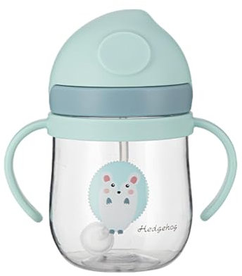 Vaso para aprender a beber para niños - Taza con pico con asas y peso | Taza de leche de 250 ml, botella antiasfixia con diseño de dibujos animados, taza portátil para bebé, para el hogar, la cena y