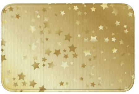 Tcoay Viele Sterne Gold nahtlos, Fußmatte, Teppich, Matte, Polyester, rutschfeste Bodendekoration, saugfähiges Badezimmer-Pad