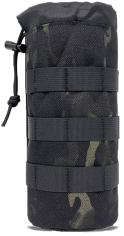 XoeLLe Molle Porte Gourde, Porte Gourde Sac à Dos, Sac Tactique Porte Bouteille, RandonnéE Accessoires Poche de Cruche à Eau Militaire pour Camping Randonnée Voyages Escalade (B-Noir)