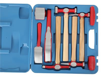 Lfhelper 9 Piece Panel Beating Hammer Set, Carbon Steel Car Body Repair Tool Kit with Carrying Case, Ideal for Dent and Fender Repairs, Auto Body Fixes, and Craftsman Tools
