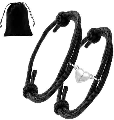 JEYORZY 2pcs Magnetische Paare Armband, Paar Gegenseitige Anziehung Seil Geflochtene, Einstellbare Freundschaftsarmband Set Schmuck Geschenk,Geschenk für Mann, Frau, Freund Freundin und Liebhaber