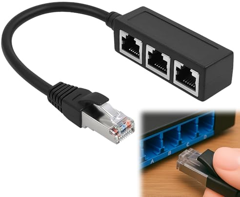 Repartiteur Cable Ethernet RJ45, Répartiteur RJ45 Coupleur 1 Mâle vers 3 Femelles, Repartiteur Multiprise Prise Adaptateur LAN Port Câble pour Ethernet Cat5, Cat5e, Cat6, Cat7