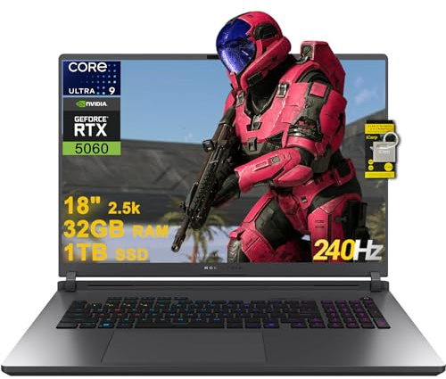 ASUS ROG Strix G18 G815 Gaming AI PC portable 18 2.5k (2560x1600) 240Hz (100% DCI-P3, 3ms) Intel 24-core Ultra 9 275HX 32 Go de RAM 1 To SSD GeForce RTX 5060 RGB rétroéclairé Wi-Fi7 Win111