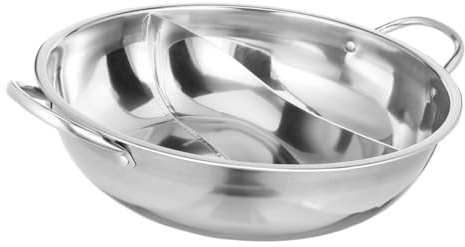 STOBAZA Stainless Steel Hot Pot with Divider Dual Flavor Split Pot for Home Kitchen Cooking Two Broths Simultaneously Wok for Chongqing and Soup Boiling