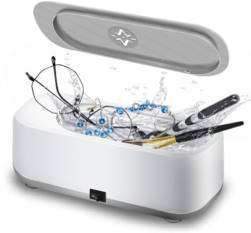 Ultrasonic Jewellery Cleaner, 48kHz Ultrasonic Cleaner, Professional Sonic Cleaner, One-Touch Operation Ultrasonic Cleaning for Jewellery, Glasses, Dentures, Ring