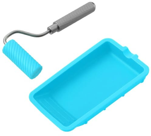 Plmvhpb Woodworking Project Silicone Glue Roller with Tray, 48mmX20mm Roller Handle for Crafts