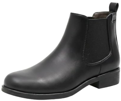 ɅNK® Chelsea Boot Stiefeletten flach Damen Ankle (Schwarz, 39, EU Schuhgrößensystem, Erwachsene, Numerisch, M, 39)