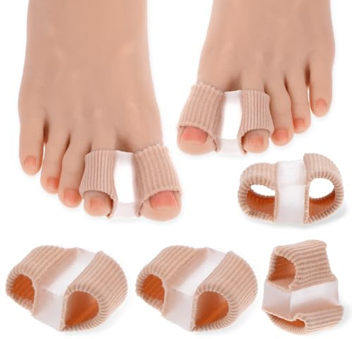6pcs Toe Separators for Overlapping Toes 2 Sizes Silicone Bunion Corrector for Women Big Toe Spacer Corrector with 2 Loops Hammer Toes Straightener for Feet Women Men