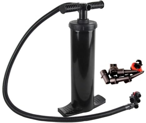 Gettimore Manuelle Luftpumpe 14,5 PSI mit 5 Düsen für Schlauchboote, Kajaks, Kanus, Surfbretter, Schwarz, 120 cm Schlauch