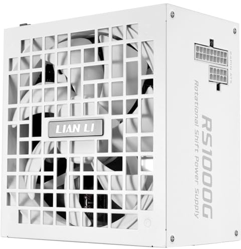 Lian Li RS Series Netzteil – 1.000 W Weiß | 80 Plus Gold Effizienz, ATX 3.1, Vollmodular, Drehbarer AC-Anschluss, Modernes Leises Gaming-PC PSU