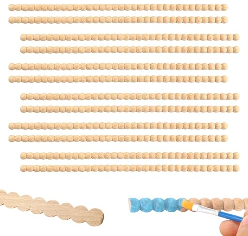Junhonze 12 PièCes Moulure Decorative Bois|Perles En Bois|Moulure Murale | Bande De Perles Demi Rondes En Bois, Convient Pour Les Meubles De Bricolage, Les Portes, Les Armoires Et Autres DéCorations